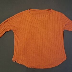 Women's Ribbed Sweater - Rust